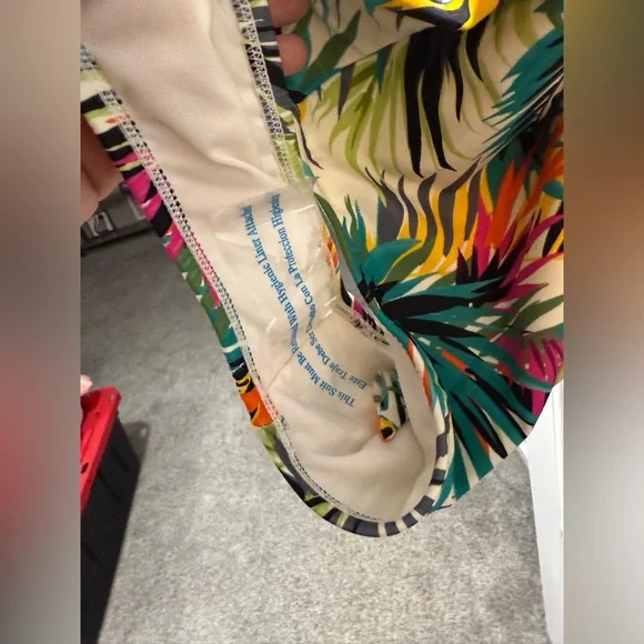 NWOT Shade & Shore Women's Plunge Ring Detail Swimsuit-Multi Tropical Print - Picture 7 of 13